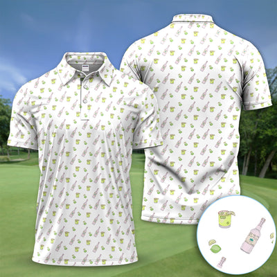 Tequila Lime Pattern Golf Polos, Crazy Tequila Golf Shirt For Men, Funny Golf Shirt