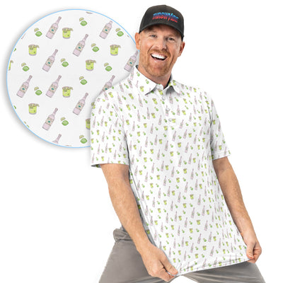 Tequila Lime Pattern Golf Polos, Crazy Tequila Golf Shirt For Men, Funny Golf Shirt