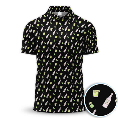 Tequila Lime Pattern Golf Polos, Crazy Tequila Golf Shirt For Men, Funny Golf Shirt