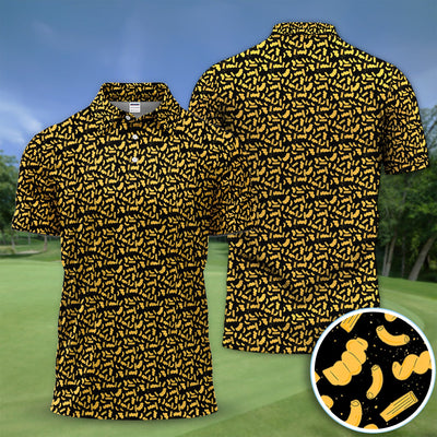 Mac And Cheese Pattern Golf Polos, Funny Macaroni Golf Shirt For Men, Crazy Golf Shirt