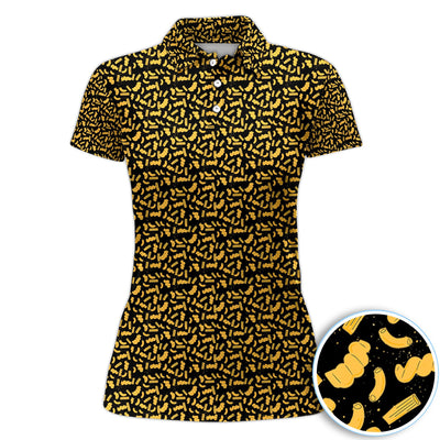Mac And Cheese Pattern Golf Polos, Funny Macaroni Golf Shirt For Men, Crazy Golf Shirt