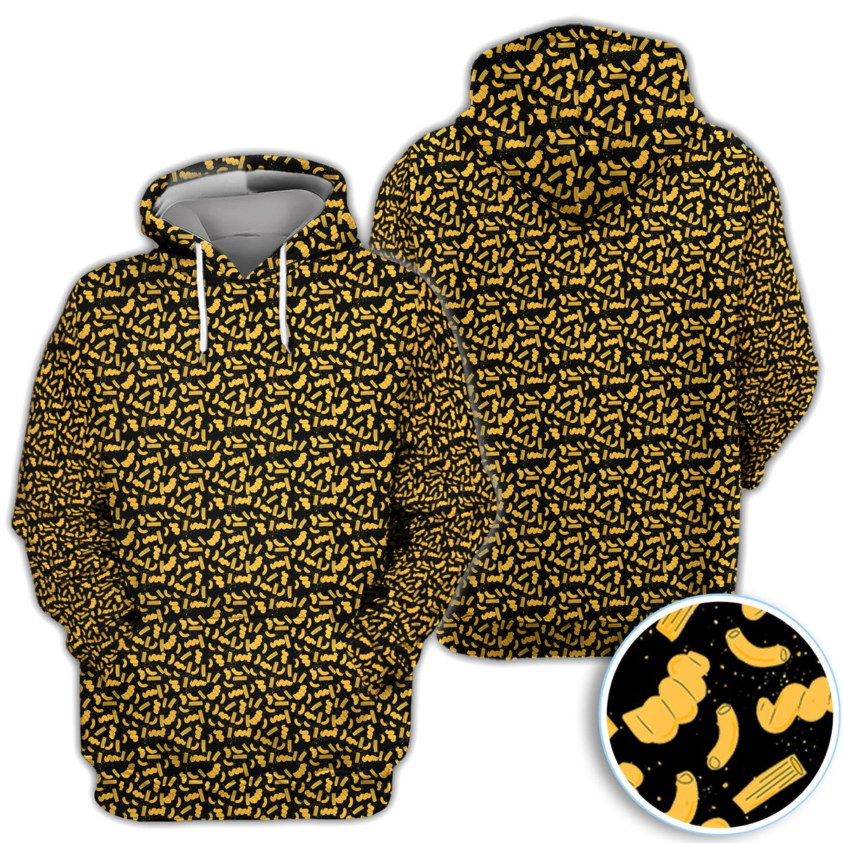 Mac And Cheese Pattern Golf Polos, Funny Macaroni Golf Shirt For Men, Crazy Golf Shirt