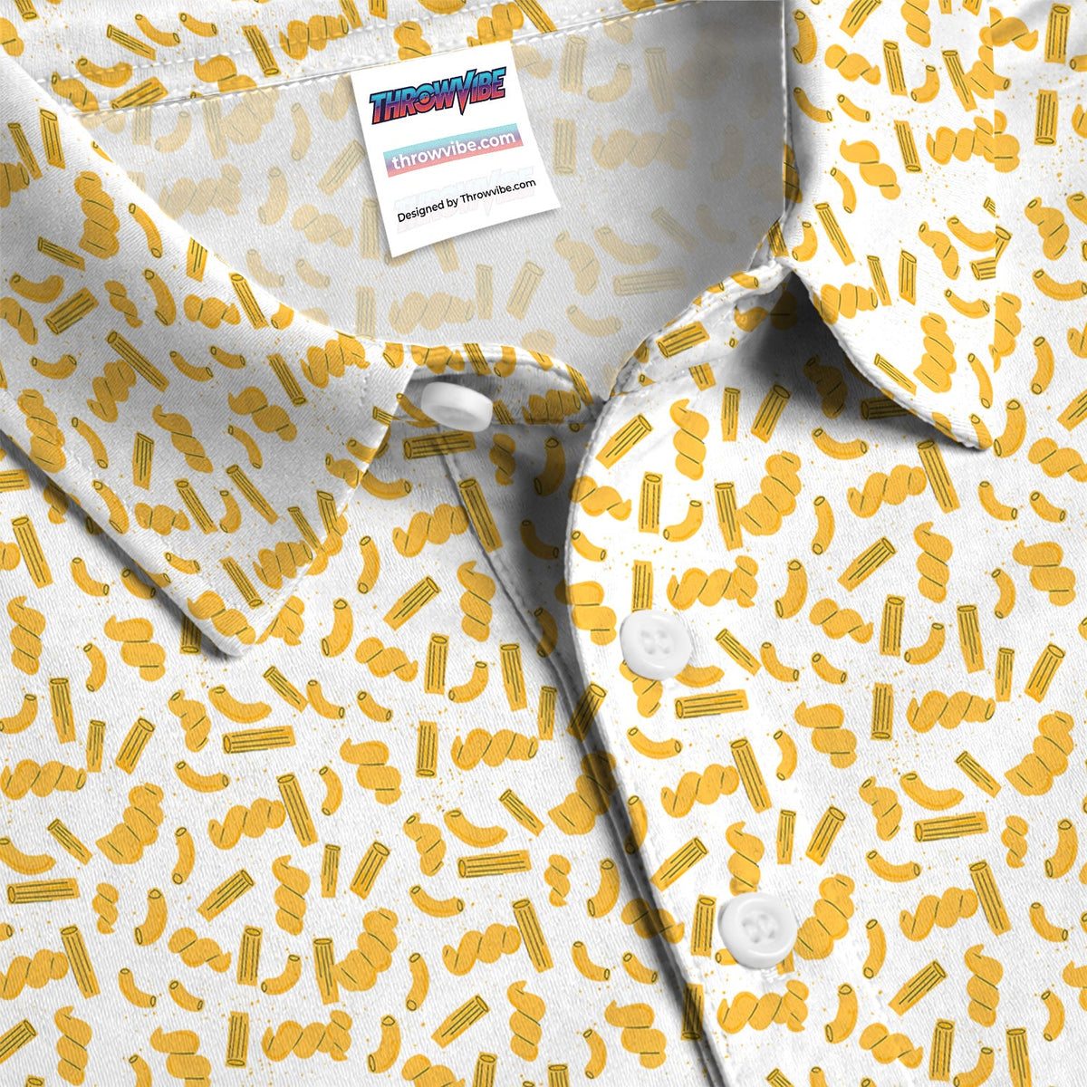 Mac And Cheese Pattern Golf Polos, Funny Macaroni Golf Shirt For Men, Crazy Golf Shirt