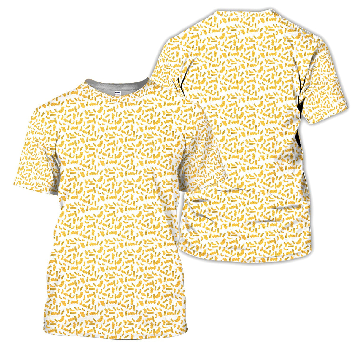Mac And Cheese Pattern Golf Polos, Funny Macaroni Golf Shirt For Men, Crazy Golf Shirt