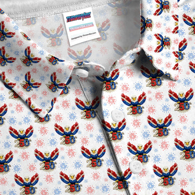 American Eagle 250 Pattern Golf Polos, Patriotic Eagle Golf Shirt For Men, Funny Golf Shirt