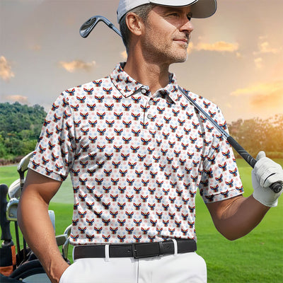American Eagle 250 Pattern Golf Polos, Patriotic Eagle Golf Shirt For Men, Funny Golf Shirt