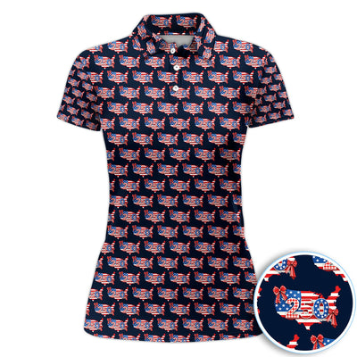 Patriotic USA Map Bow 250 Flag Pattern Golf Polos, Golf Shirt For Men