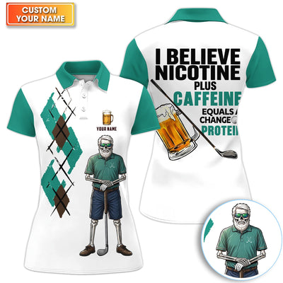 Personalized Funny Skull Golfer Pattern Golf Shirt, Skeleton Beer Golf Shirt For Women, Golf Lover Gift, Lady