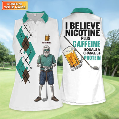 Personalized Funny Skull Golfer Pattern Golf Shirt, Skeleton Beer Golf Shirt For Women, Golf Lover Gift, Lady
