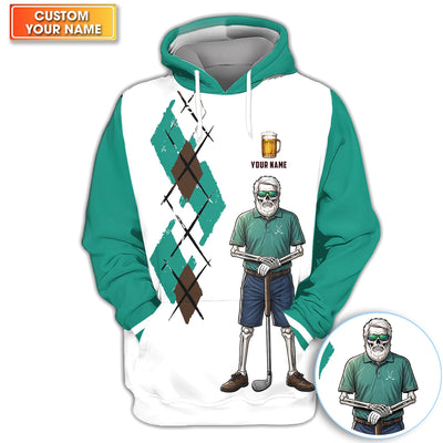 Personalized Funny Skull Golfer Pattern Golf Shirt, Skeleton Beer Golf Shirt For Women, Golf Lover Gift, Lady