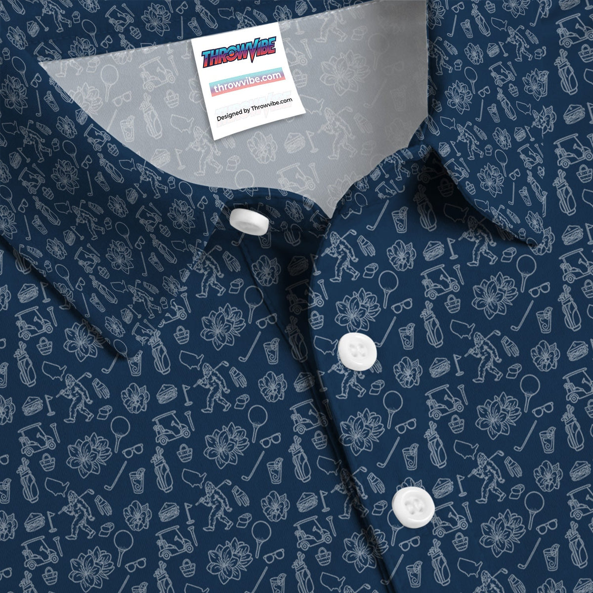 Personalized Minimalist Golf Icons Pattern Golf Shirt, Classic Golf Equipment Golf Shirt For Men, Golfer Gift