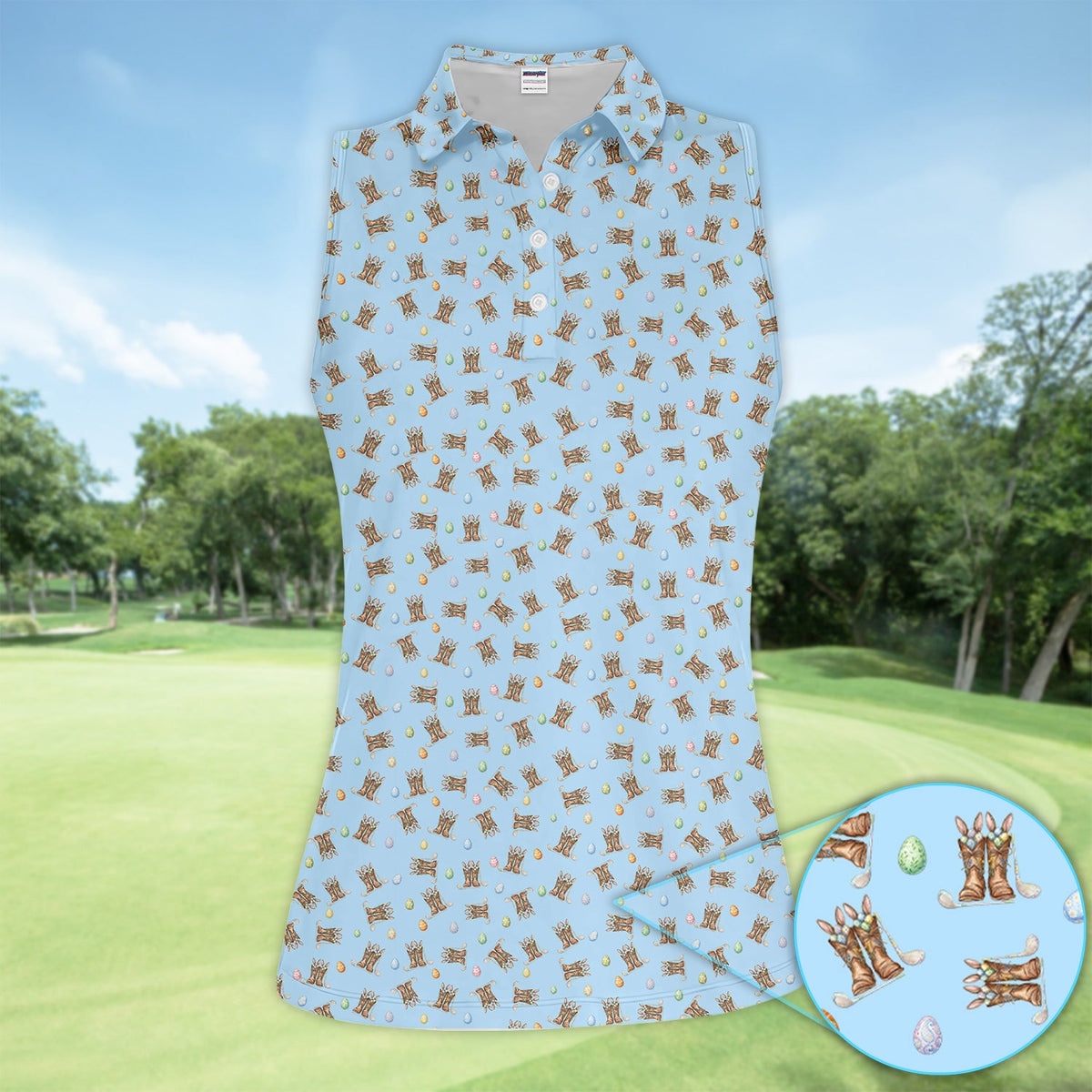 Easter Cowboy Boots Western Coquette Golf Polos, Crazy Golf Shirt For Women, Funny Golf Shirt