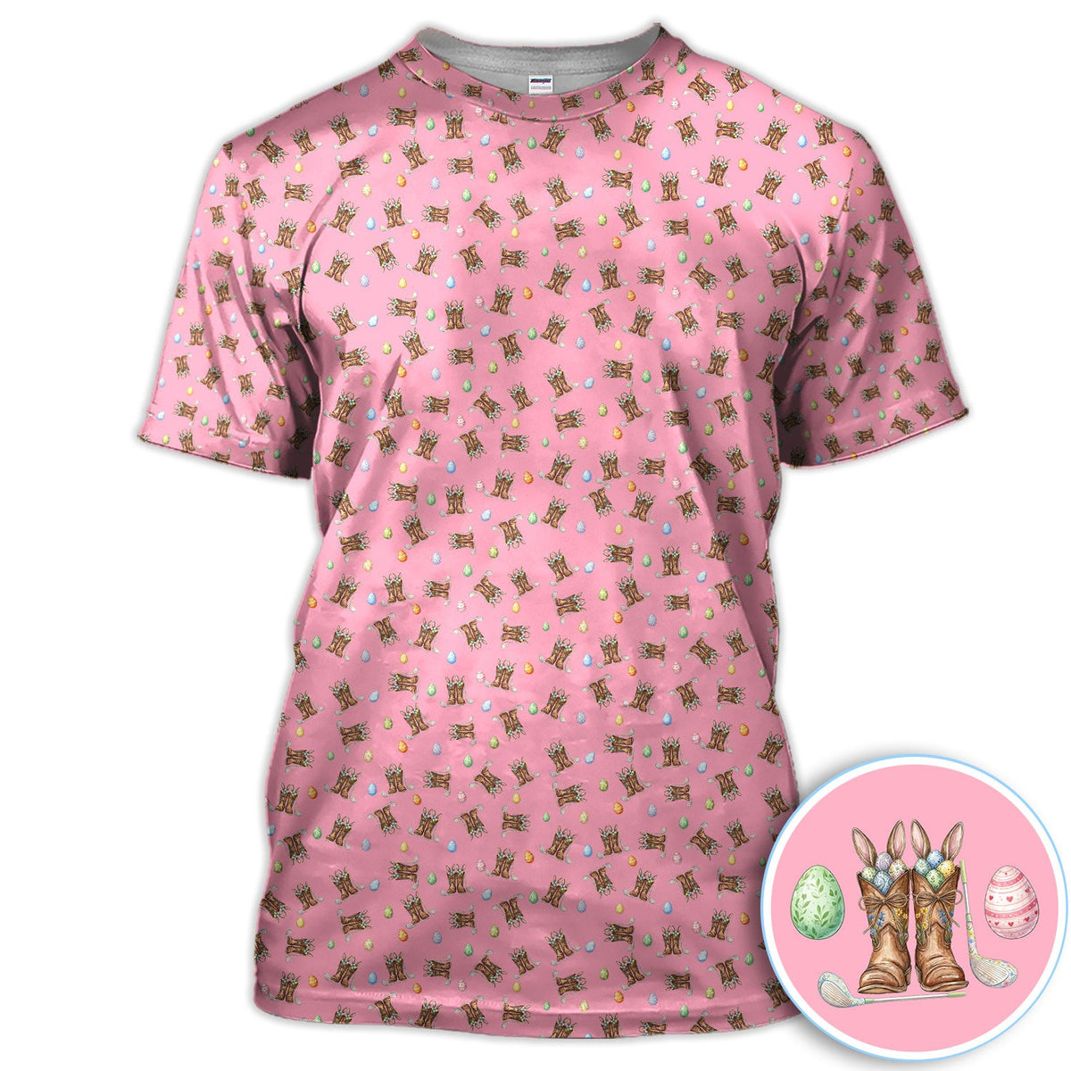 Easter Cowboy Boots Western Coquette Pink Golf Polos, Crazy Golf Shirt For Women, Funny Golf Shirt