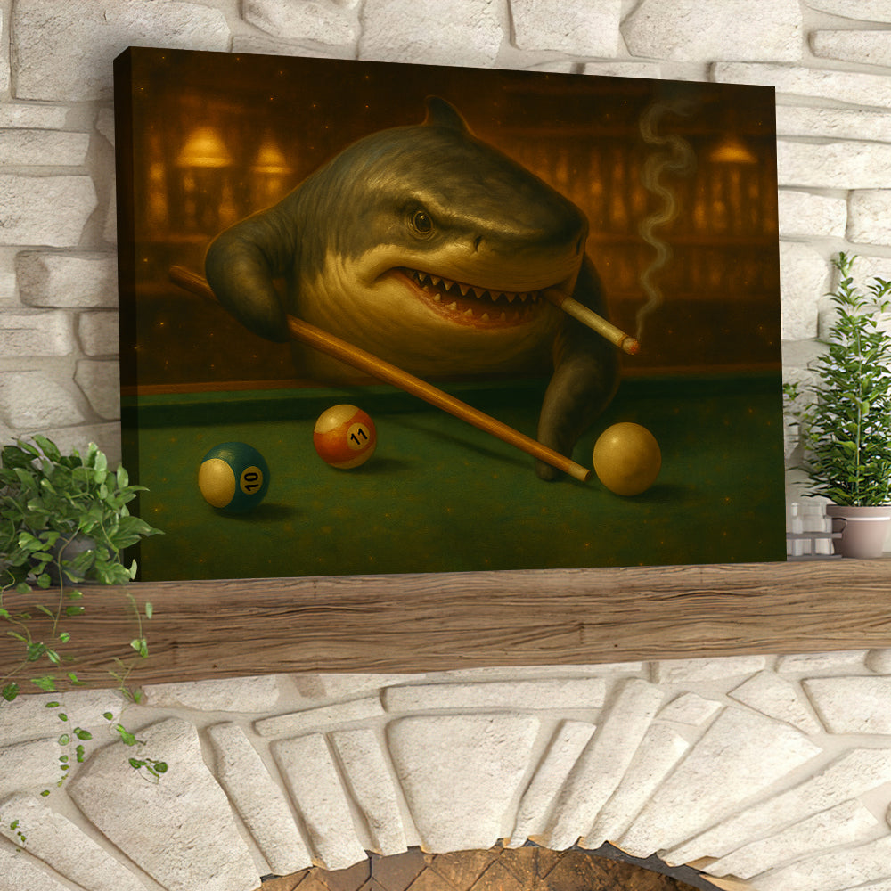 Pool Shark Billiards Poster, Billiards Canvas Wall Decor for Game Room, Gift For Billiard Player