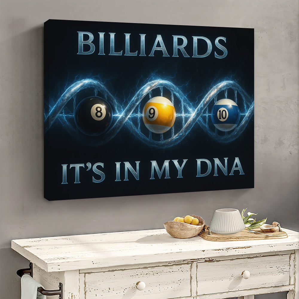 Billiards Poster For Pool Player, It’s In My DNA Poster, Billiards Canvas Wall Art Room Decor