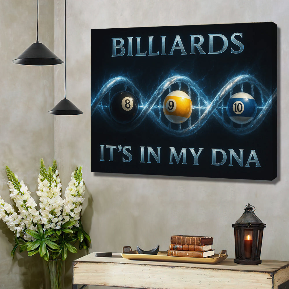 Billiards Poster For Pool Player, It’s In My DNA Poster, Billiards Canvas Wall Art Room Decor
