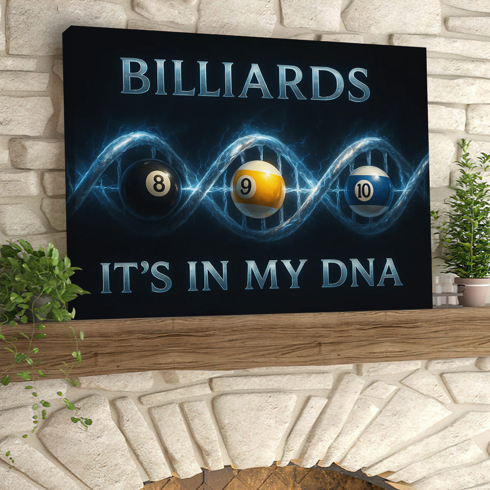 Billiards Poster For Pool Player, It’s In My DNA Poster, Billiards Canvas Wall Art Room Decor