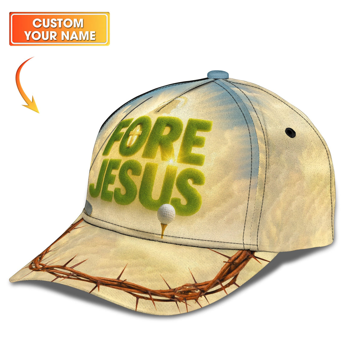 FORE JESUS Custom Golf Hat, Golf Jesus Classic Cap, Golf Gift For Men's