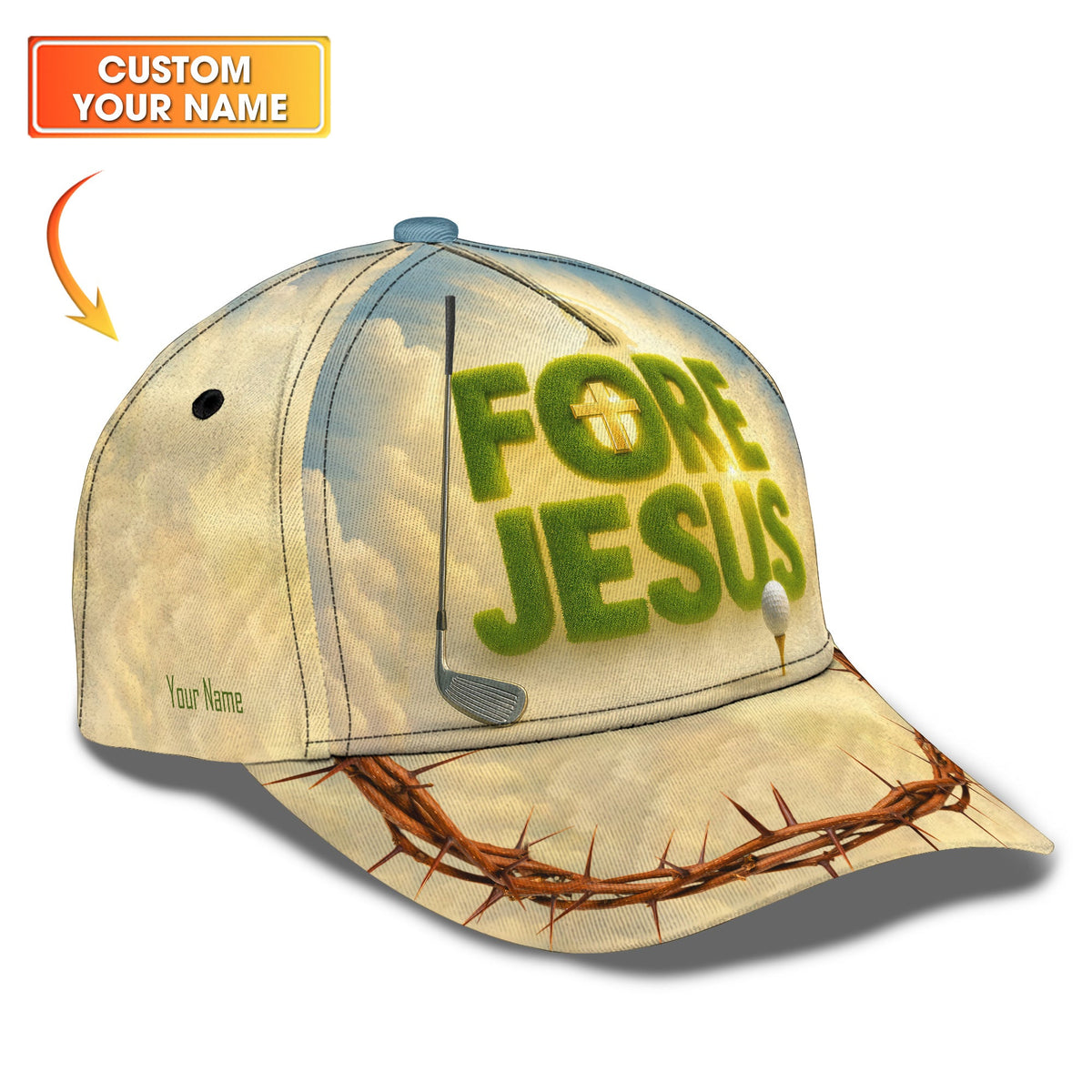 FORE JESUS Custom Golf Hat, Golf Jesus Classic Cap, Golf Gift For Men's