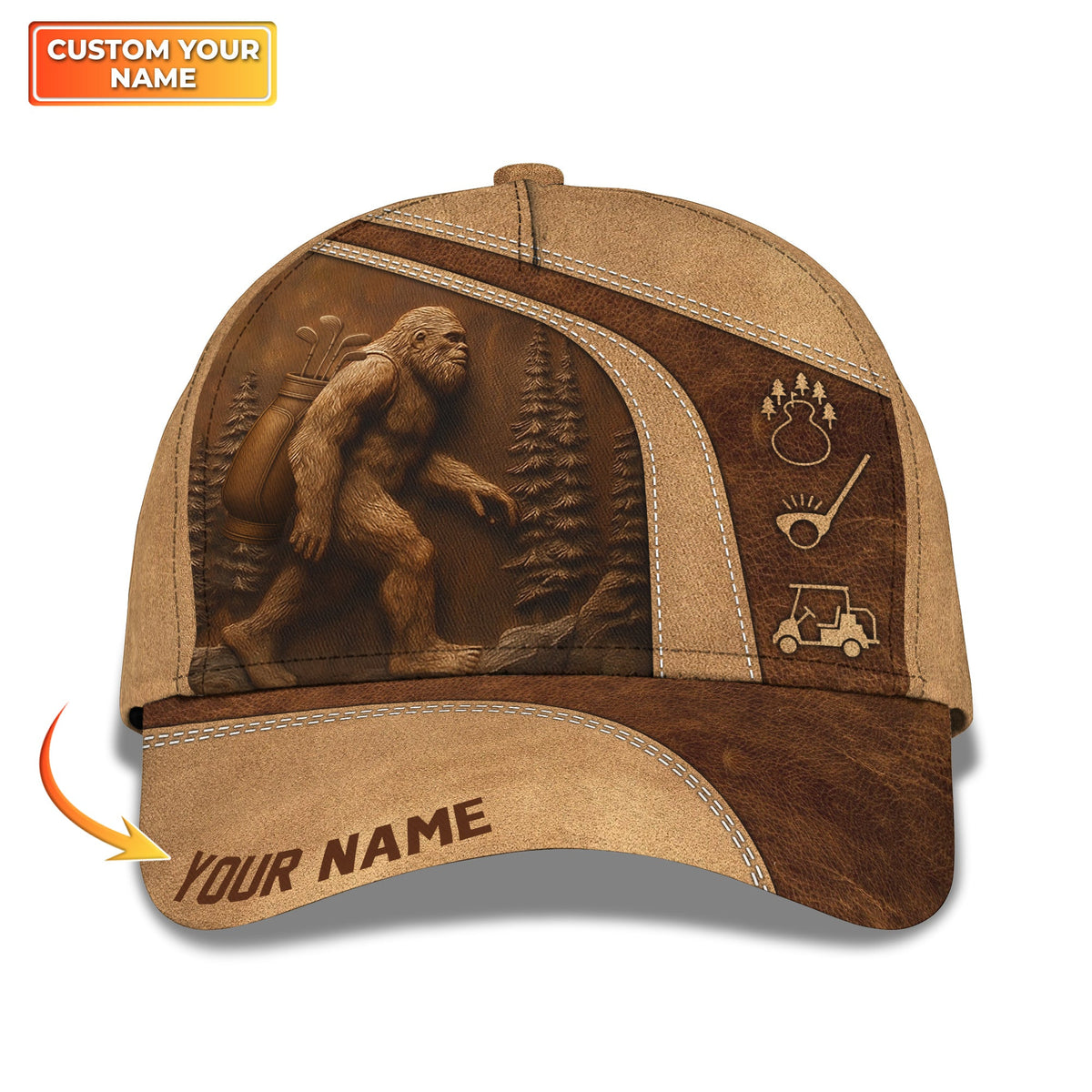 Custom Name Bigfoot Golf Cap, Golf Squatch Classic Cap, Funny Squatch Hat For Golf Lovers