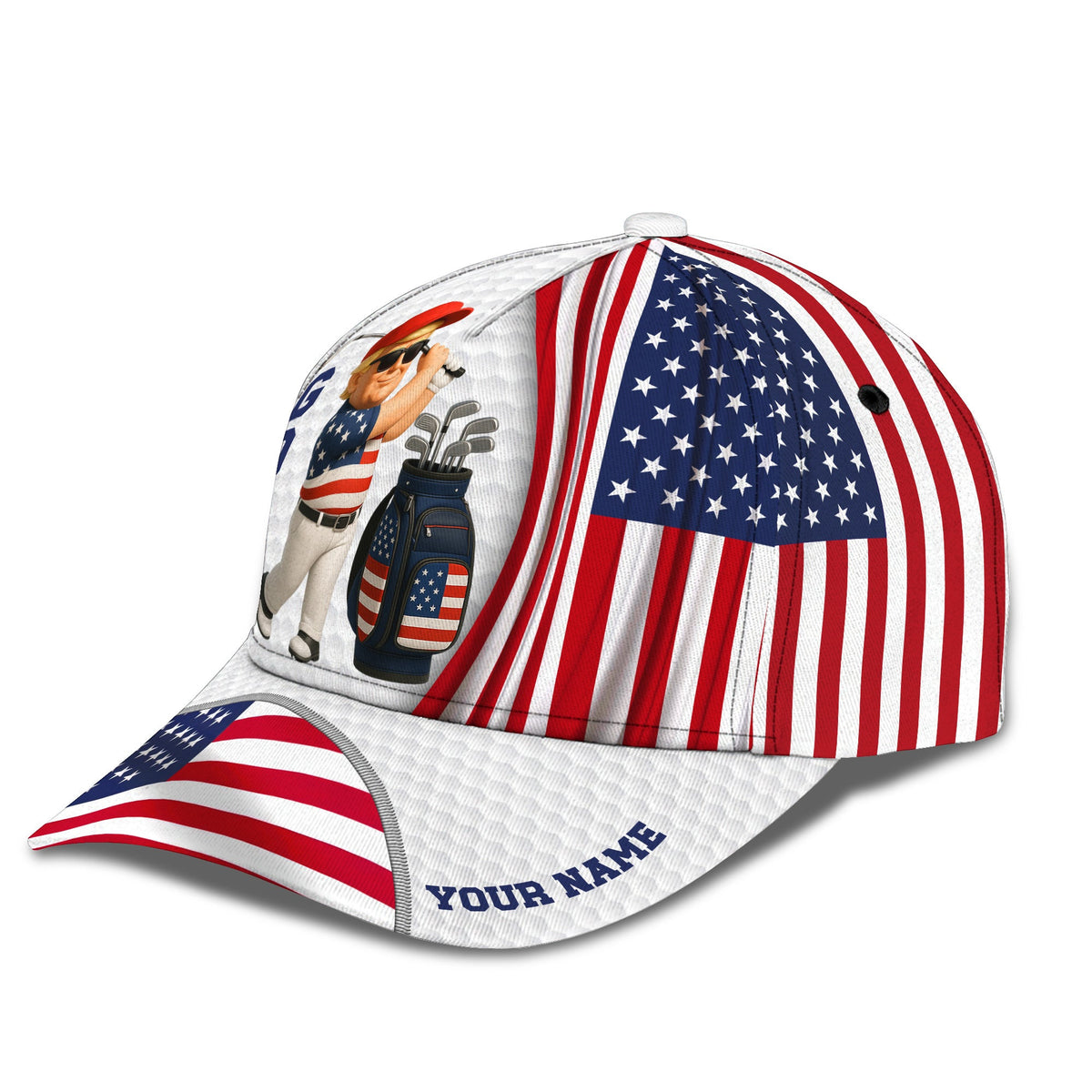 American Flag Golf Gifts, Custom USA Golf Hat, Funny Patriotic Golf Cap For Men