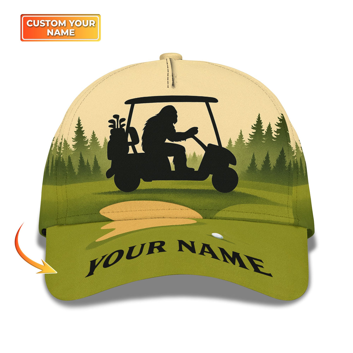 Custom Name Squatch Hat, Golf Squatch Cap, Funny Bigfoot Golf Hat