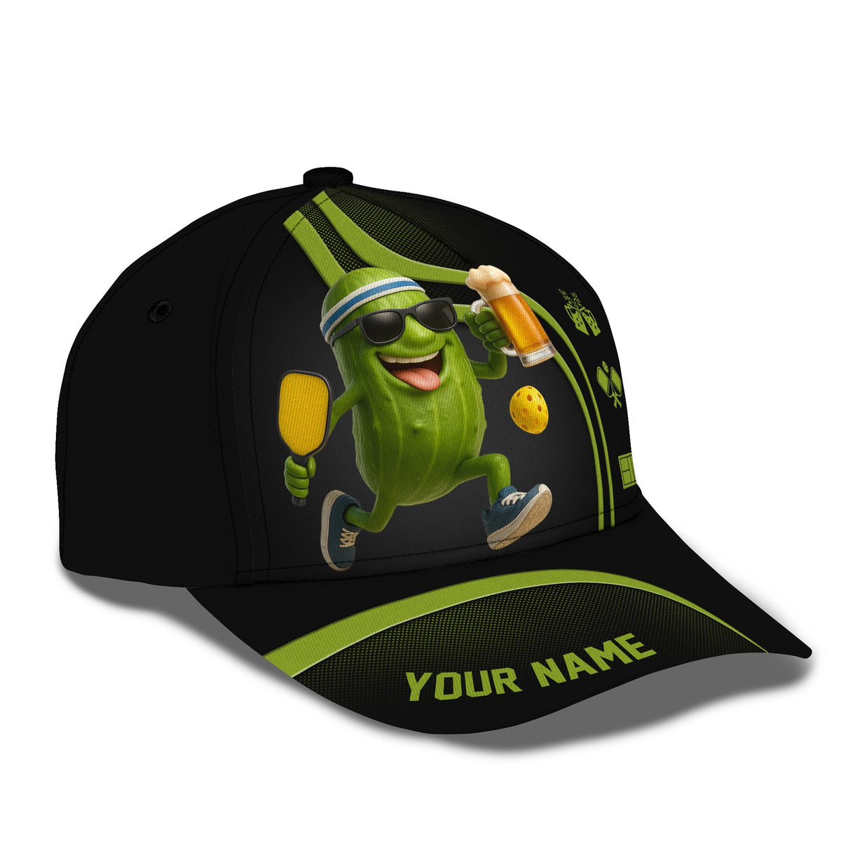 Funny Pickleball Beer Hat, Custom Name Pickleball Cap For Men, Cool Gift For Pickleball Lovers And Beer