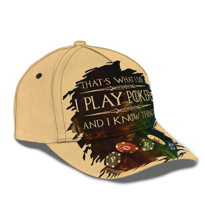 "That's What I Do I Play Poker" Hat, Funny Poker Classic Cap For Card Players & Gamblers