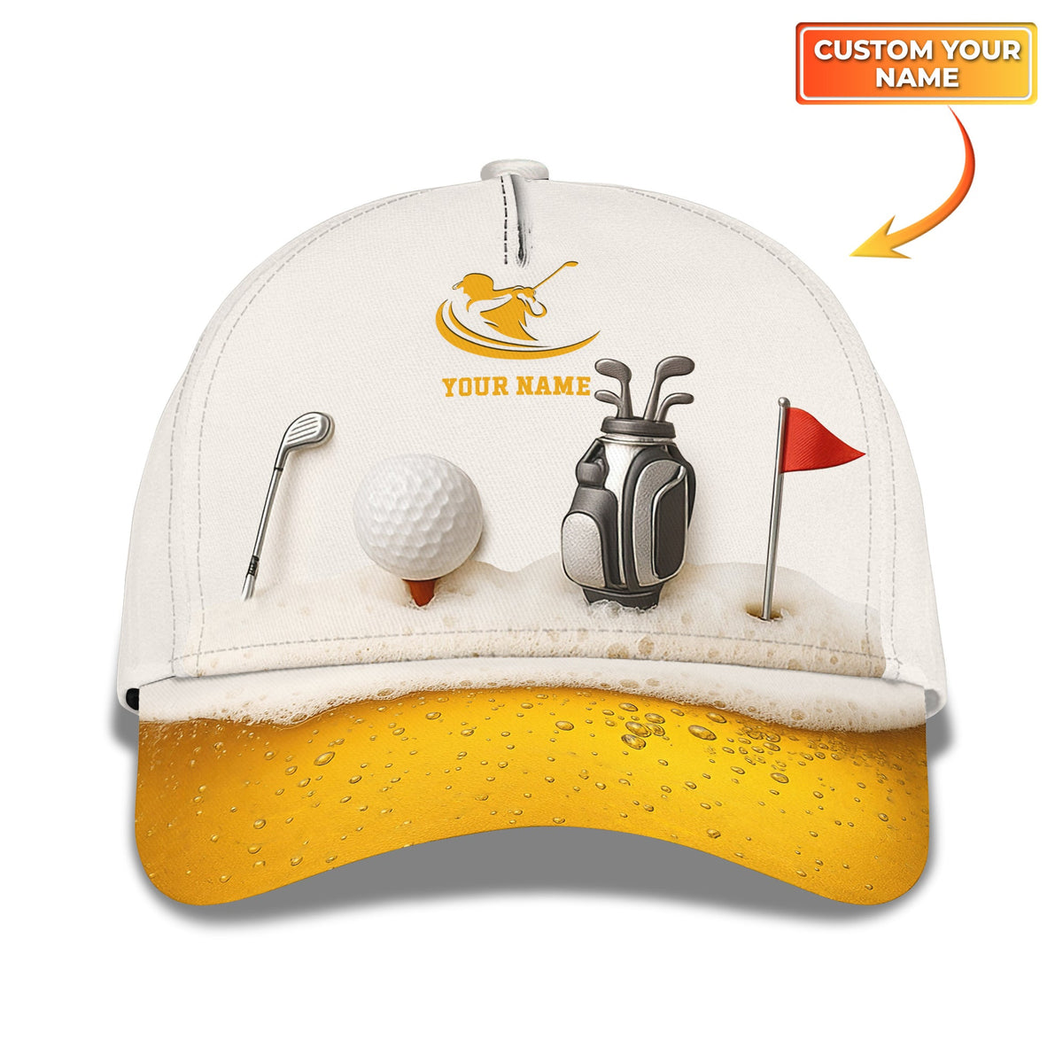 Custom Name Golf Cap For Men, Funny Golf Beer Hat, Personalized Golf Gift For Golfers