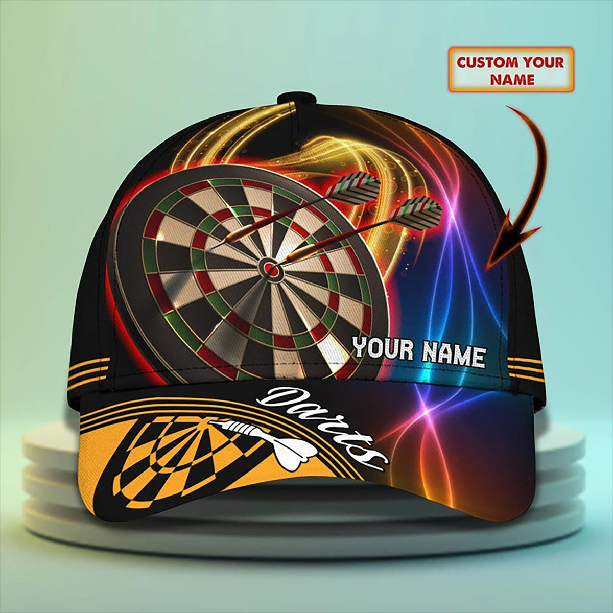 Custom Name Cap For Dart Players, Personalized Hat For Darts Lovers, Dartboard Classic Cap