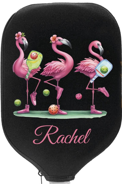 Personalized Pickleball Paddle Cover, Custom Paddle Case, Flamingo Pickleball Paddle Covers