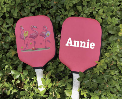 Personalized Pickleball Paddle Cover, Custom Paddle Case, Flamingo Pickleball Paddle Covers