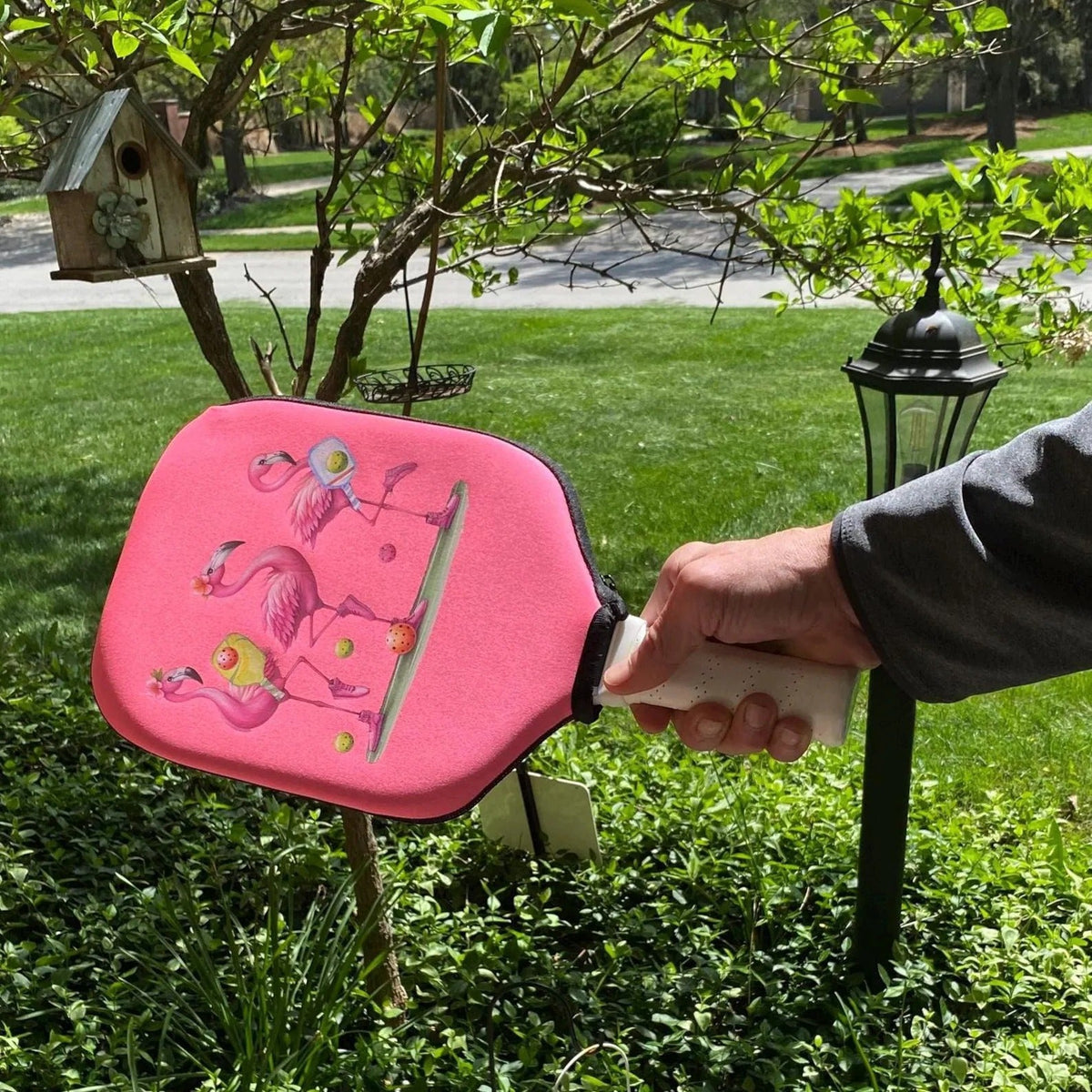 Personalized Pickleball Paddle Cover, Custom Paddle Case, Flamingo Pickleball Paddle Covers