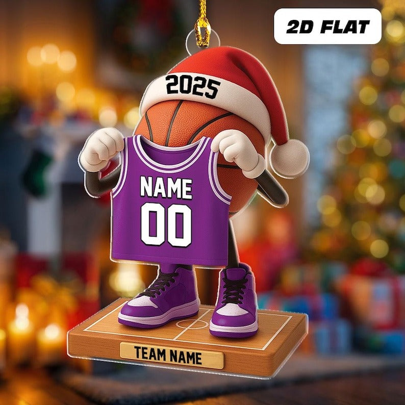 Personalized Basketball Jersey Christmas Ornament, Custom Name Basketball Player Christmas, Gift For Basketball Team