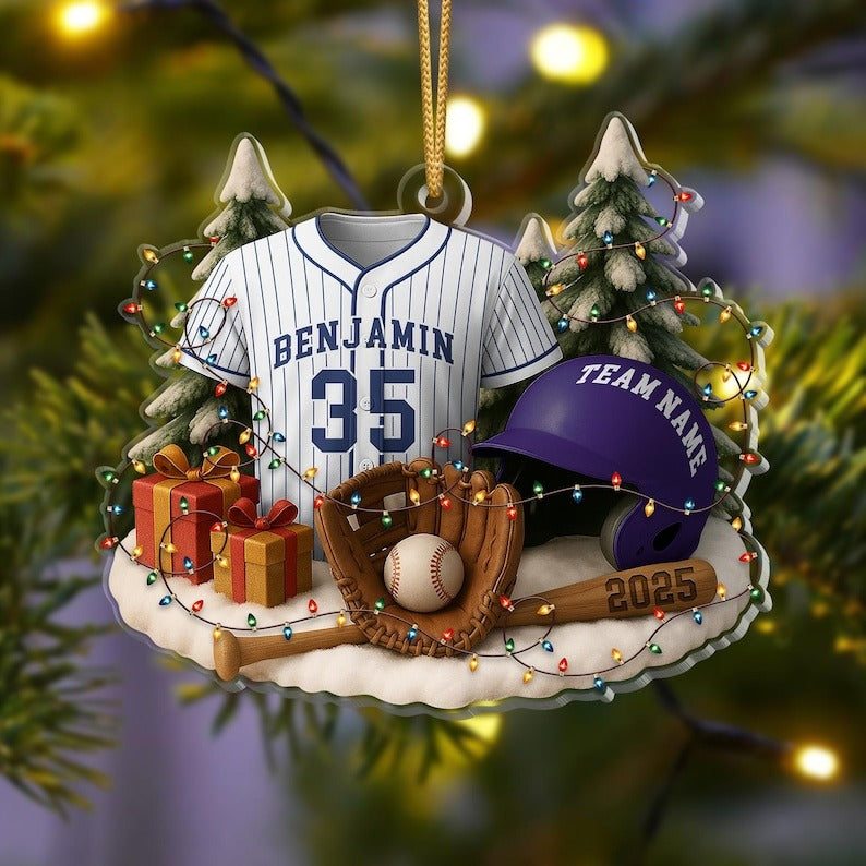 Personalized Softball Ornament, Custom Name Softball Christmas Ornament, Funny Softball Player Xmas Gift, Softball Tree Decoration