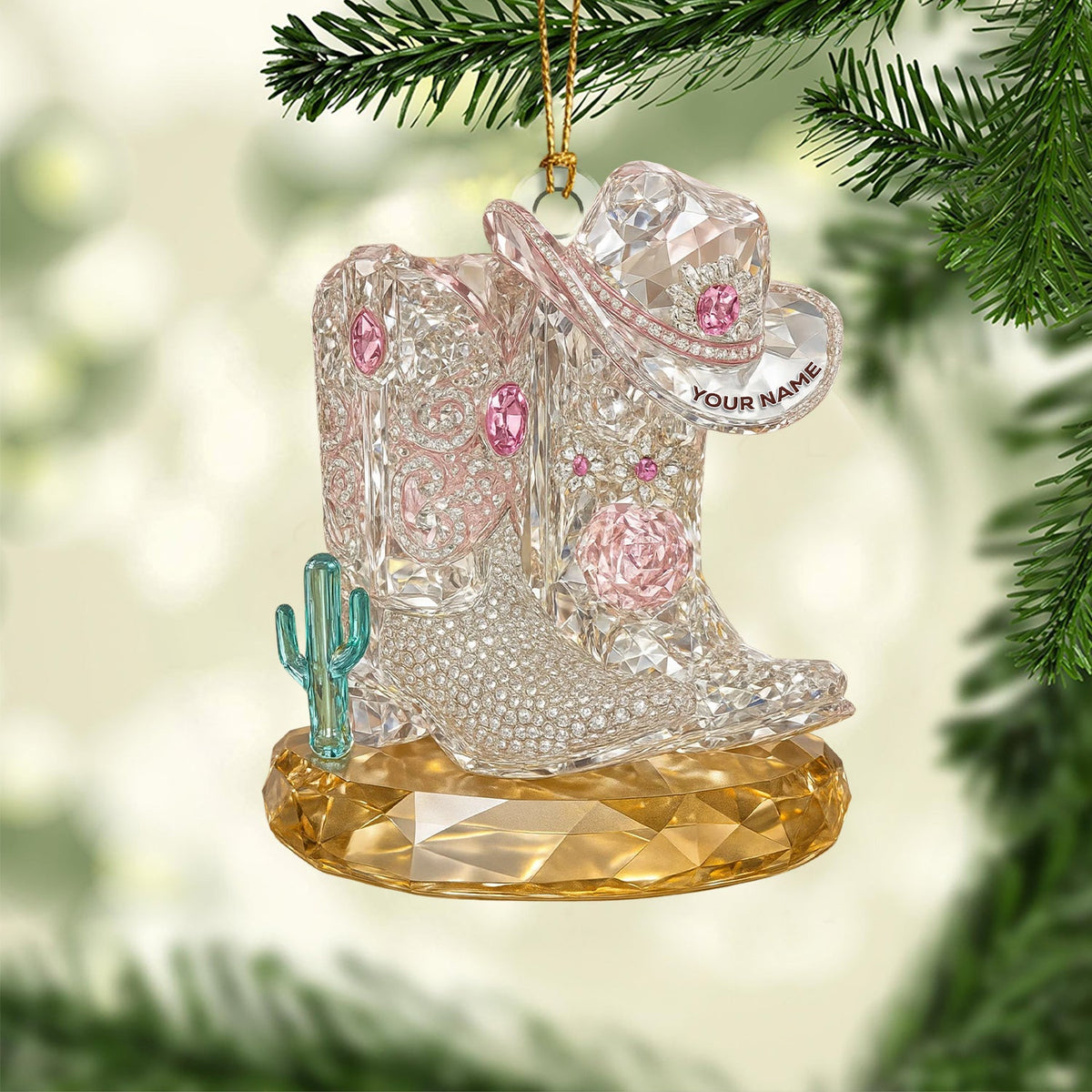 Cowgirl Boots And Hat Christmas Ornament, Western Holiday Decor Gift For Country Lovers