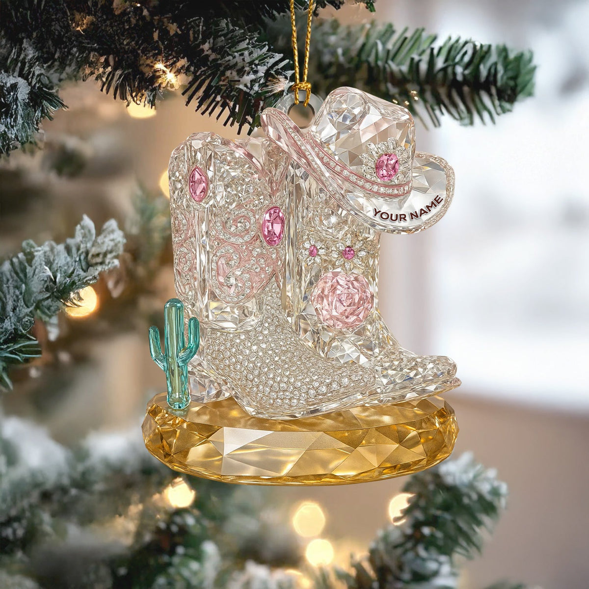 Cowgirl Boots And Hat Christmas Ornament, Western Holiday Decor Gift For Country Lovers