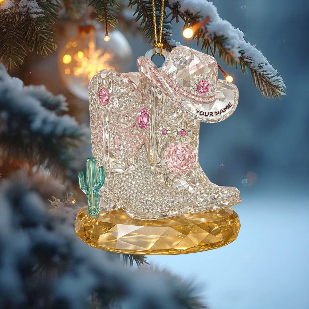 Cowgirl Boots And Hat Christmas Ornament, Western Holiday Decor Gift For Country Lovers
