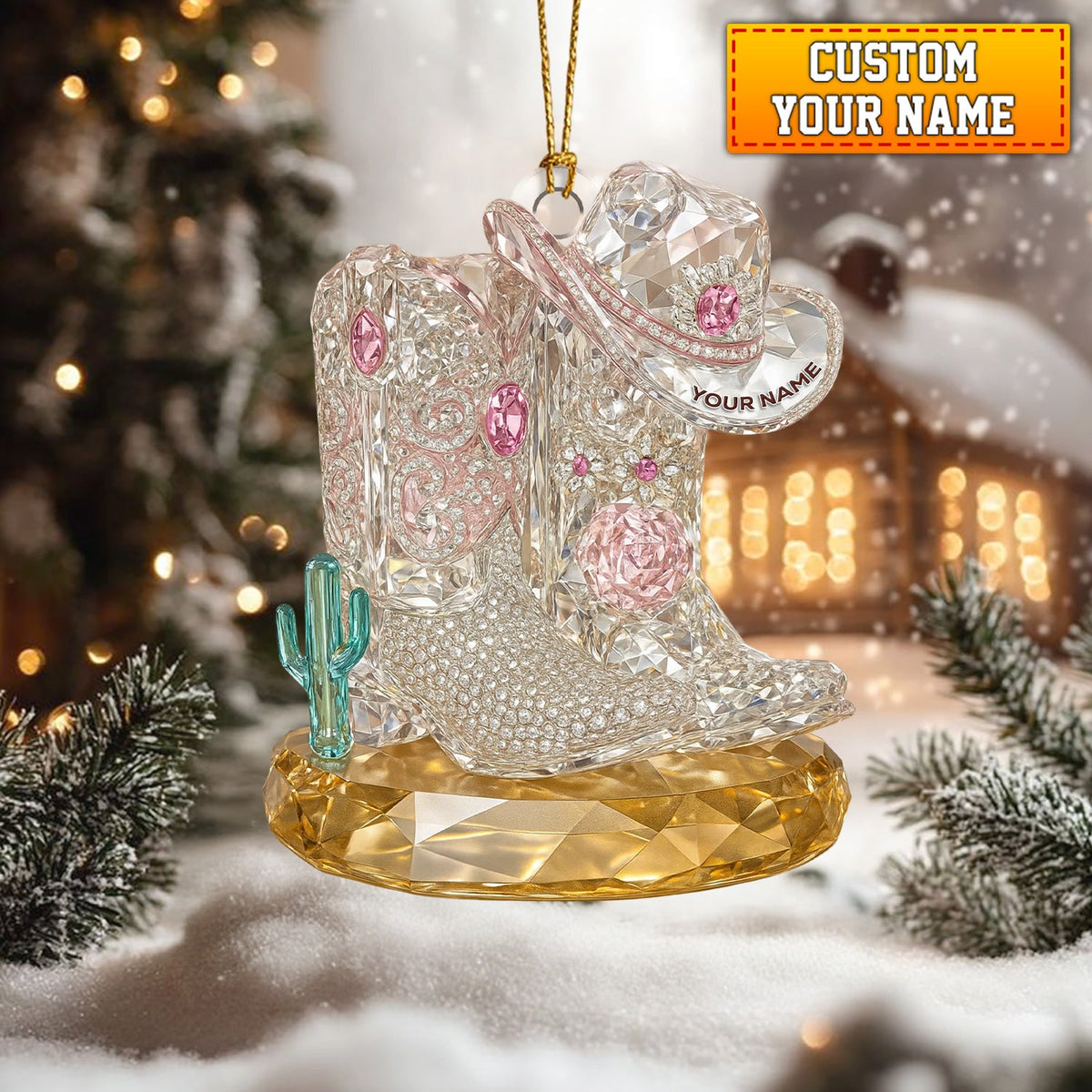 Cowgirl Boots And Hat Christmas Ornament, Western Holiday Decor Gift For Country Lovers
