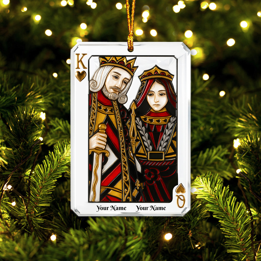 Personalized King & Queen Playing Card Ornament – Custom Name Couple Christmas Decor – Romantic Card Art Holiday Gift for Couples