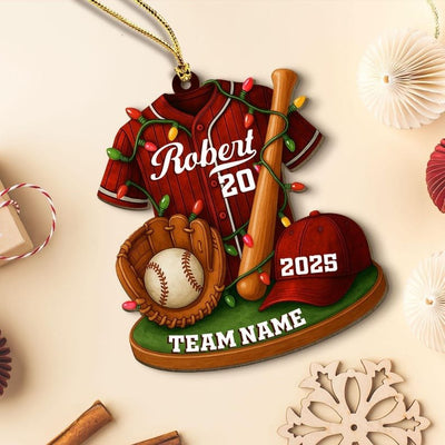 Baseball Ornament, Personalized Flat Baseball Uniform Acrylic Christmas Ornament, Custom Baseball Player Ornament, Baseball Team Gift