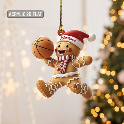 Personalized Basketball Gingerbread Ornament, Custom Name Basketball Player Christmas Ornament, Cute Basketball Xmas Keepsake Gift for Kids