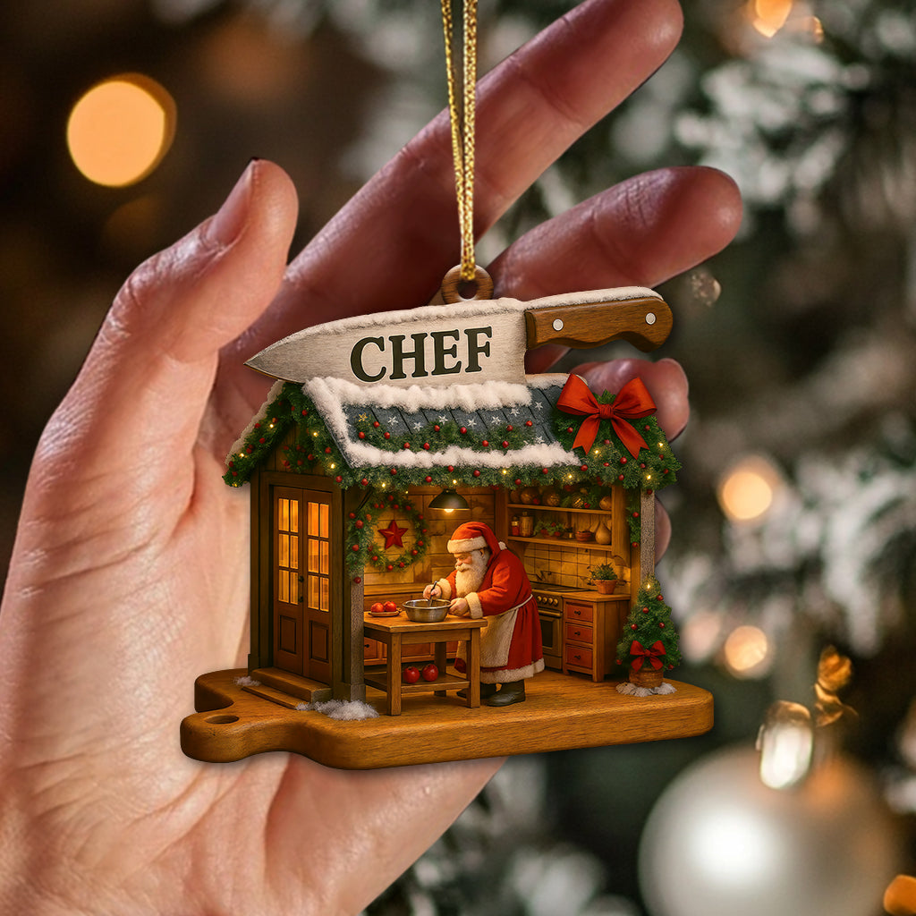 Personalized Chef Ornament, Custom Santa Chef Ornament, Chef Christmas Ornaments, Gift For Cooking Lover