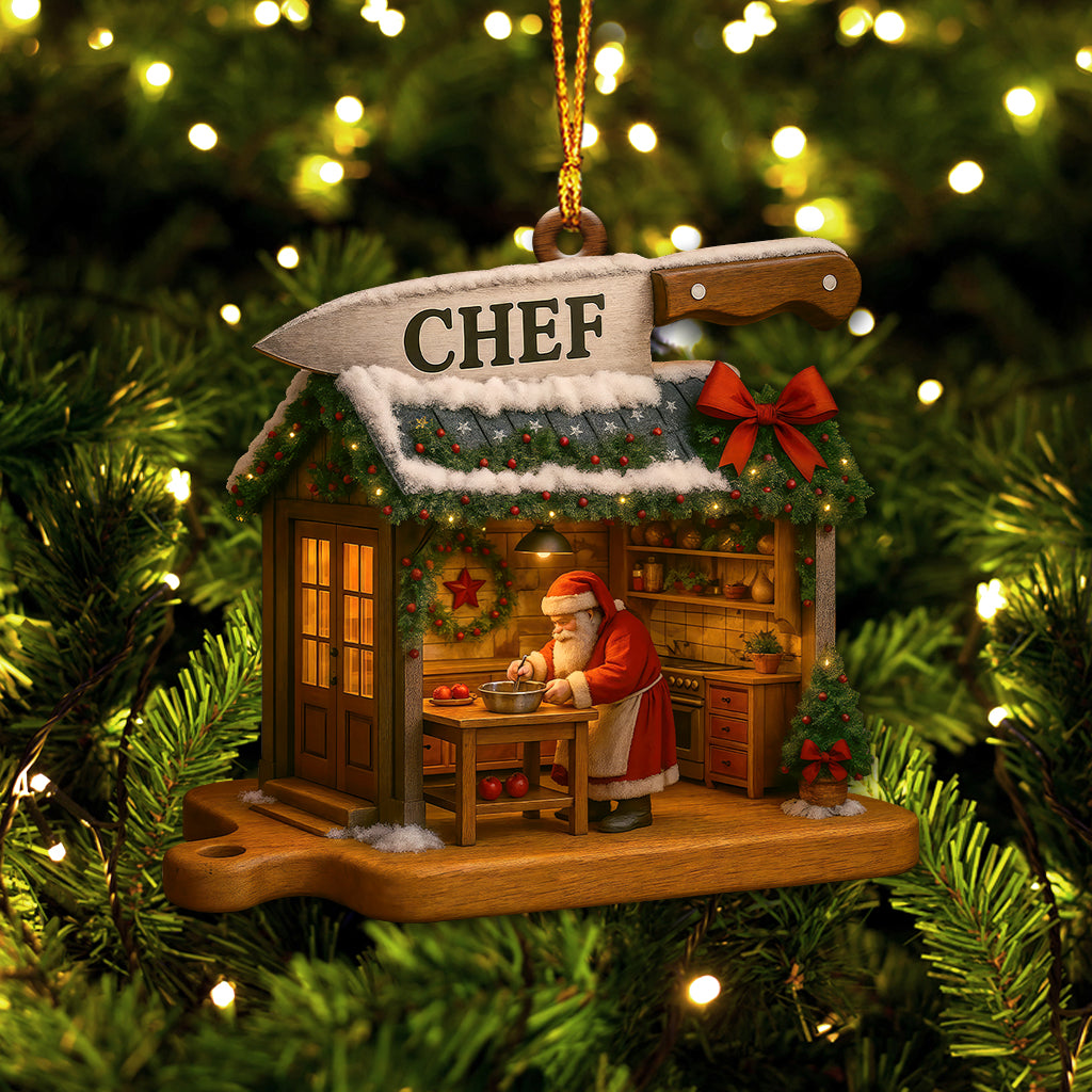 Personalized Chef Ornament, Custom Santa Chef Ornament, Chef Christmas Ornaments, Gift For Cooking Lover