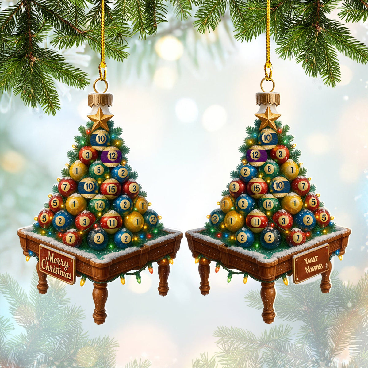 Personalized Billiards Ornament, Custom Pool Christmas Tree, Gift For Billiards Players