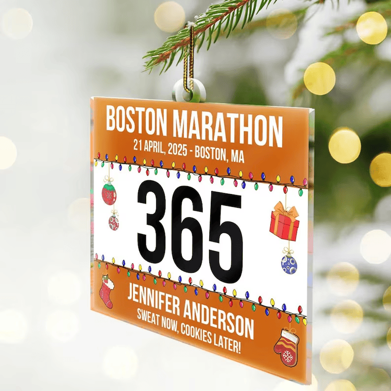Custom Race Bib For Runner Ornament, Personalized Race, Name, Number and Time Runner Gift, Marathon Keepsake, Running Gift,Marathon Ornament