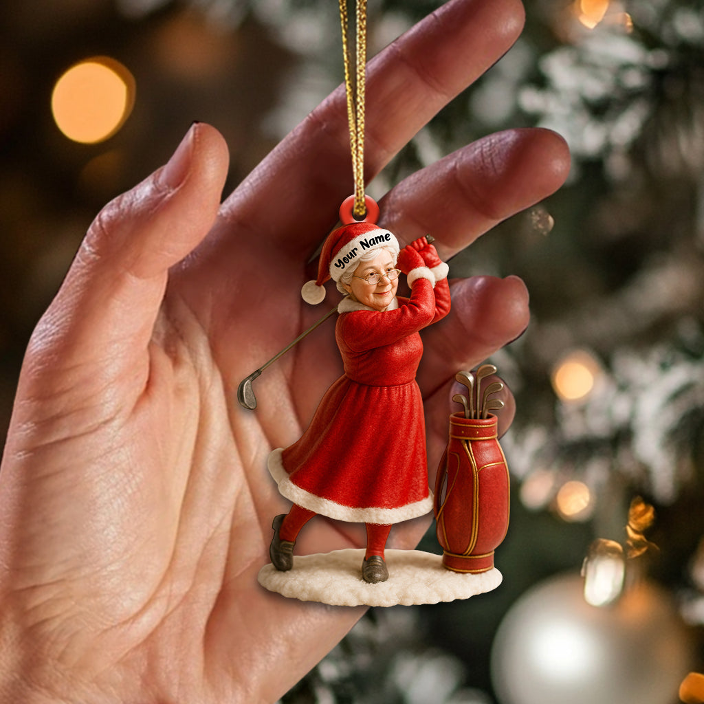 Personalized Grandma Golf Ornament – Custom Name Lady Golfer Christmas Ornament, Funny Holiday Golf Gift for Women, Golf Ornament and Golf Decor for Tree