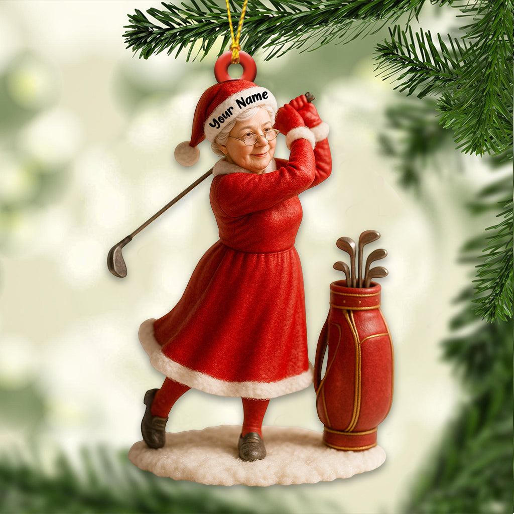 Personalized Grandma Golf Ornament – Custom Name Lady Golfer Christmas Ornament, Funny Holiday Golf Gift for Women, Golf Ornament and Golf Decor for Tree