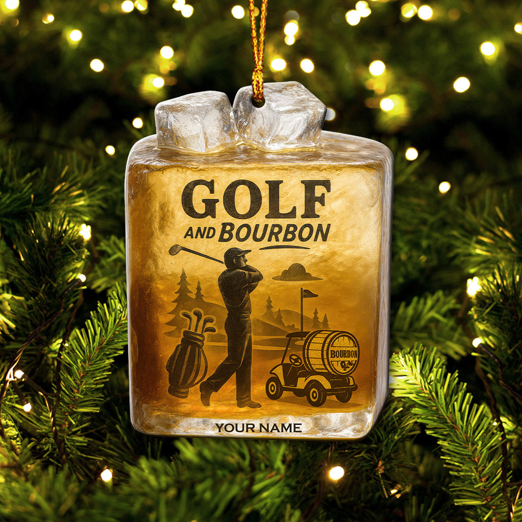 Golf And Bourbon Ornament, Golf Ornament Christmas Gift, Golf Decor For Golfer