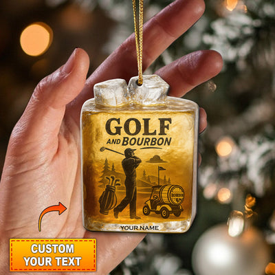 Golf And Bourbon Ornament, Golf Ornament Christmas Gift, Golf Decor For Golfer